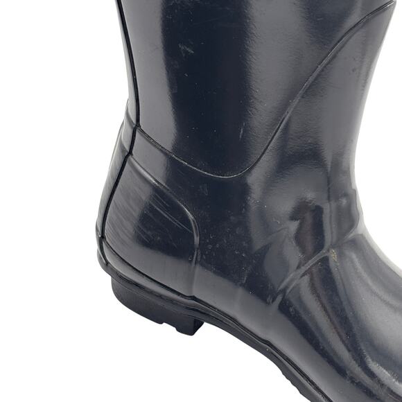 Hunter Original Short Gloss Rain Boots in Black Size 8 - Picture 4 of 8